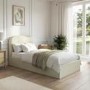 Cream and Sage Striped Single Ottoman Bed With Curved Headboard - Zara
