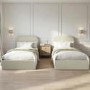 Cream and Sage Striped Single Ottoman Bed With Curved Headboard - Zara
