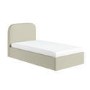 Cream and Sage Striped Single Ottoman Bed With Curved Headboard - Zara