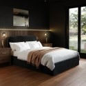 ZAR011D Black Velvet Upholstered Double Ottoman Bed with Curved Headboard - Zara