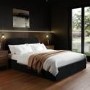 Black Velvet Upholstered King Ottoman Bed with Curved Headboard - Zara