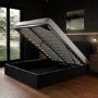 Black Velvet Upholstered King Ottoman Bed with Curved Headboard - Zara