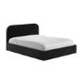 Black Velvet Upholstered King Ottoman Bed with Curved Headboard - Zara