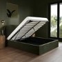 Green Upholstered Double Ottoman Bed with Curved Headboard - Zara
