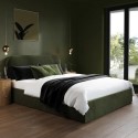 ZAR012K Green Upholstered King Ottoman Bed with Curved Headboard - Zara