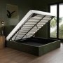 Green Upholstered King Ottoman Bed with Curved Headboard - Zara
