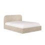 Beige Upholstered Double Ottoman Bed with Curved Headboard - Zara
