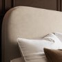 Beige Upholstered Double Ottoman Bed with Curved Headboard - Zara