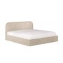 Beige Upholstered King Size Ottoman Bed with Curved Headboard - Zara