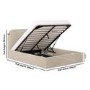 Beige Upholstered Small Double Ottoman Bed with Curved Headboard - Zara