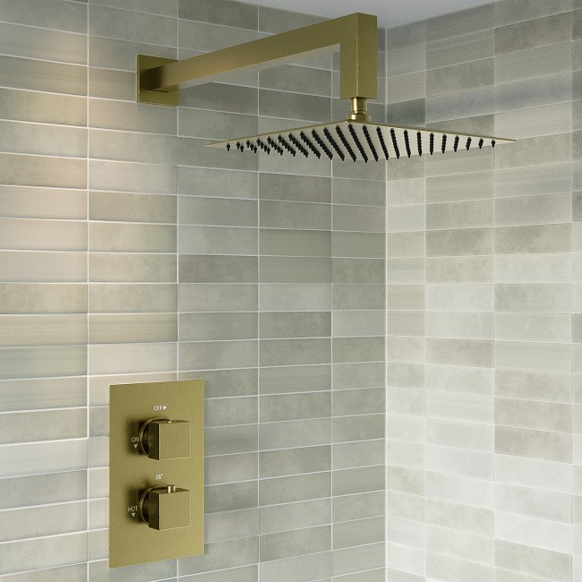 Brushed Brass 1 Concealed Thermostatic Shower Valve with Dual Control - Zana