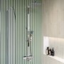 Chrome Square Thermostatic Bar Bath Mixer Shower Set with Slide Rail Kit & Hand Shower - Zana