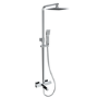 Chrome Square Thermostatic Bar Bath Mixer Shower Set with Slide Rail Kit & Hand Shower - Zana