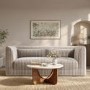 Beige Chenille Striped 3 Seater Sofa - Zeke