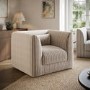 Beige Chenille Striped Armchair - Zeke