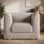 Beige Chenille Striped Armchair - Zeke
