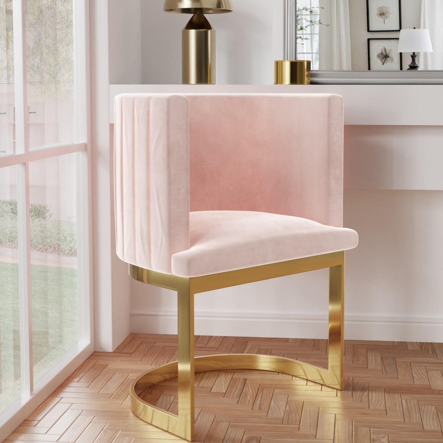 Table With Gold Legs Dressing Table Chair Gold Pink Velvet