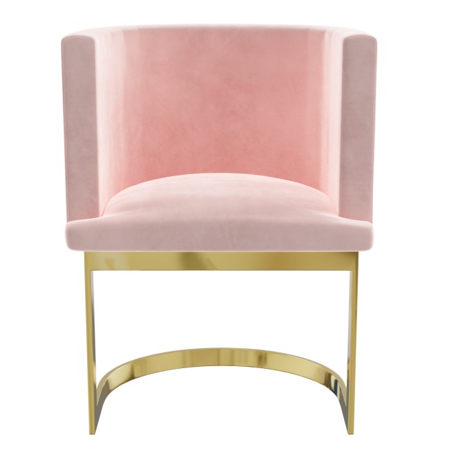 Pink Velvet Cantilever Dressing Table Chair with Gold Legs - Zelena