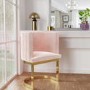 Pink Velvet Cantilever Dressing Table Chair with Gold Legs - Zelena