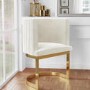 ALMOST PERFECT - Off White Velvet Cantilever Dressing Table Chair with Gold Legs - Zelena
