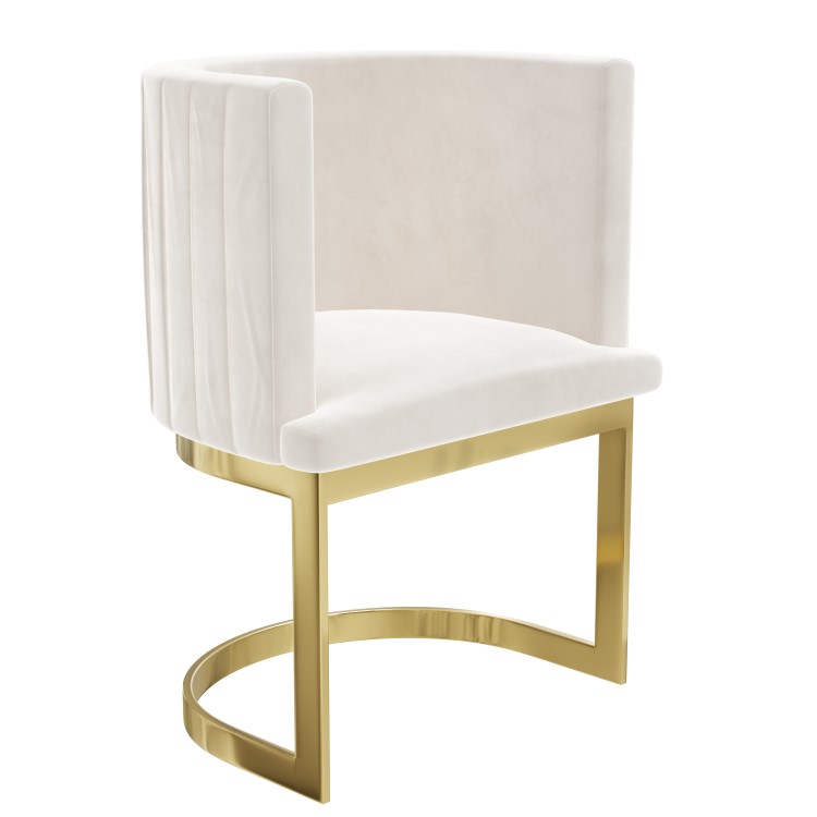 Off White Velvet Cantilever Dressing Table Chair with Gold Legs - Zelena