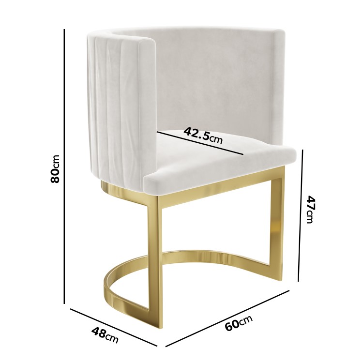 Off White Velvet Cantilever Dressing Table Chair with Gold Legs - Zelena