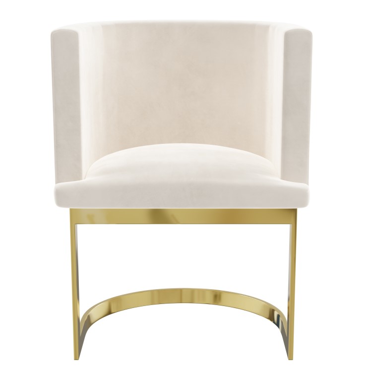 Off White Velvet Cantilever Dressing Table Chair with Gold Legs - Zelena