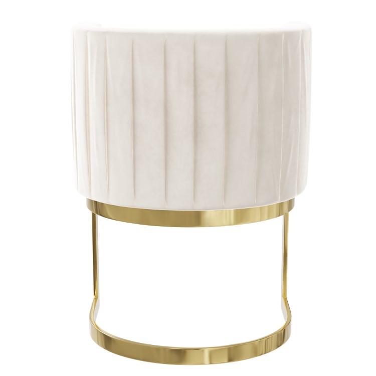 Off White Velvet Cantilever Dressing Table Chair with Gold Legs - Zelena