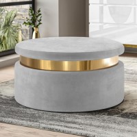 Grey Velvet Storage Pouffe - Zendaya