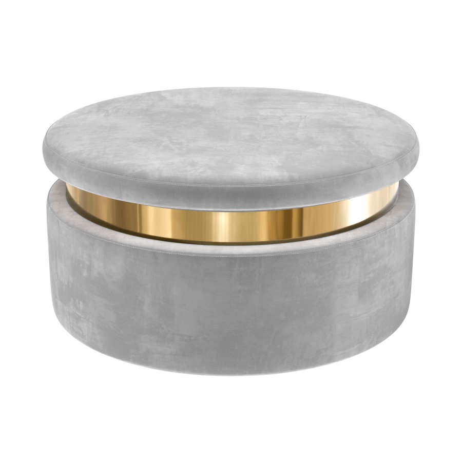 Grey Velvet Storage Pouffe - Zendaya