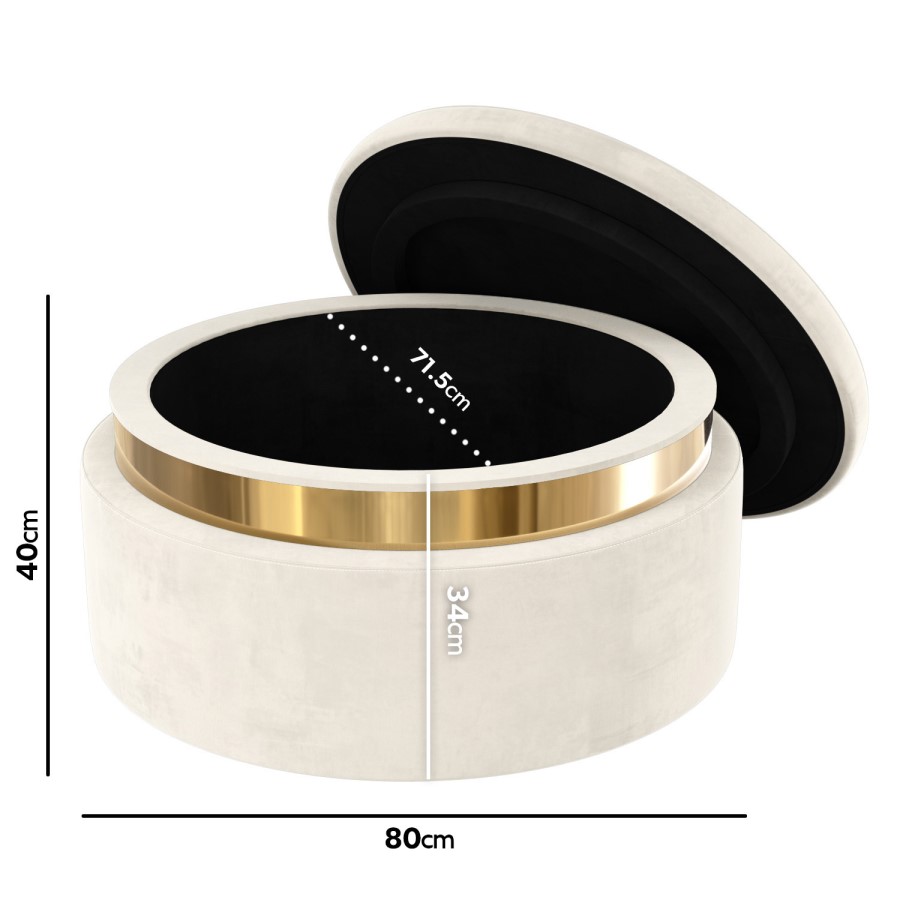 Cream Velvet Storage Pouffe - Zendaya