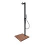 Black Outdoor 2 Outlets Shower Set with Wood Effect Base  - Zen