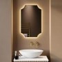 Traditional Brass Backlit Heated Bathroom Mirror with Lights 500 x 750mm - Zeus