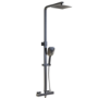 Gunmetal Grey Thermostatic Mixer Shower Set with Square Overhead & Hand Shower - Zana