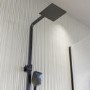 Gunmetal Grey Thermostatic Mixer Shower Set with Square Overhead & Hand Shower - Zana