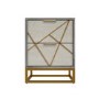 Zhara 2 Drawer Bedside Table in Grey with Gold Painted Wooden Trim