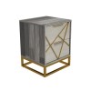 Zhara 2 Drawer Bedside Table in Grey with Gold Painted Wooden Trim