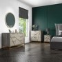 Zhara 2 Drawer Bedside Table in Grey with Gold Painted Wooden Trim