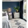 Zhara 2 Drawer Bedside Table in Grey with Gold Painted Wooden Trim