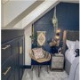 Zhara 2 Drawer Bedside Table in Grey with Gold Painted Wooden Trim