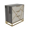 Zhara 3 Drawer Chest of Drawers in Grey with Gold Painted Wooden Trim