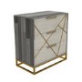 GRADE A1 - Zhara 3 Drawer Chest of Drawers in Grey with Gold Painted Wooden Trim