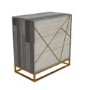 Zhara 3 Drawer Chest of Drawers in Grey with Gold Painted Wooden Trim