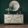 Zhara 6 Drawer Chest of Drawers in Grey with Gold Painted Wooden Trim
