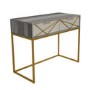 Zhara 2 Drawer Dressing Table in Grey with Gold Painted Wood Trim