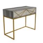 Zhara 2 Drawer Dressing Table in Grey with Gold Painted Wood Trim