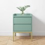 GRADE A2 - Sage Green Bedside Table with 2 Drawers and Gold Legs - Zion