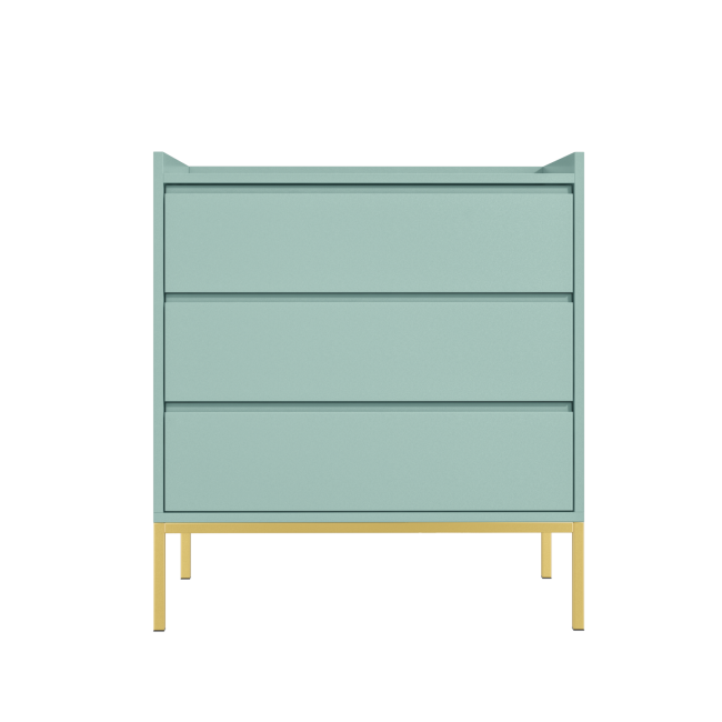 Sage Green Modern Chest of 3 Drawers with Legs - Zion