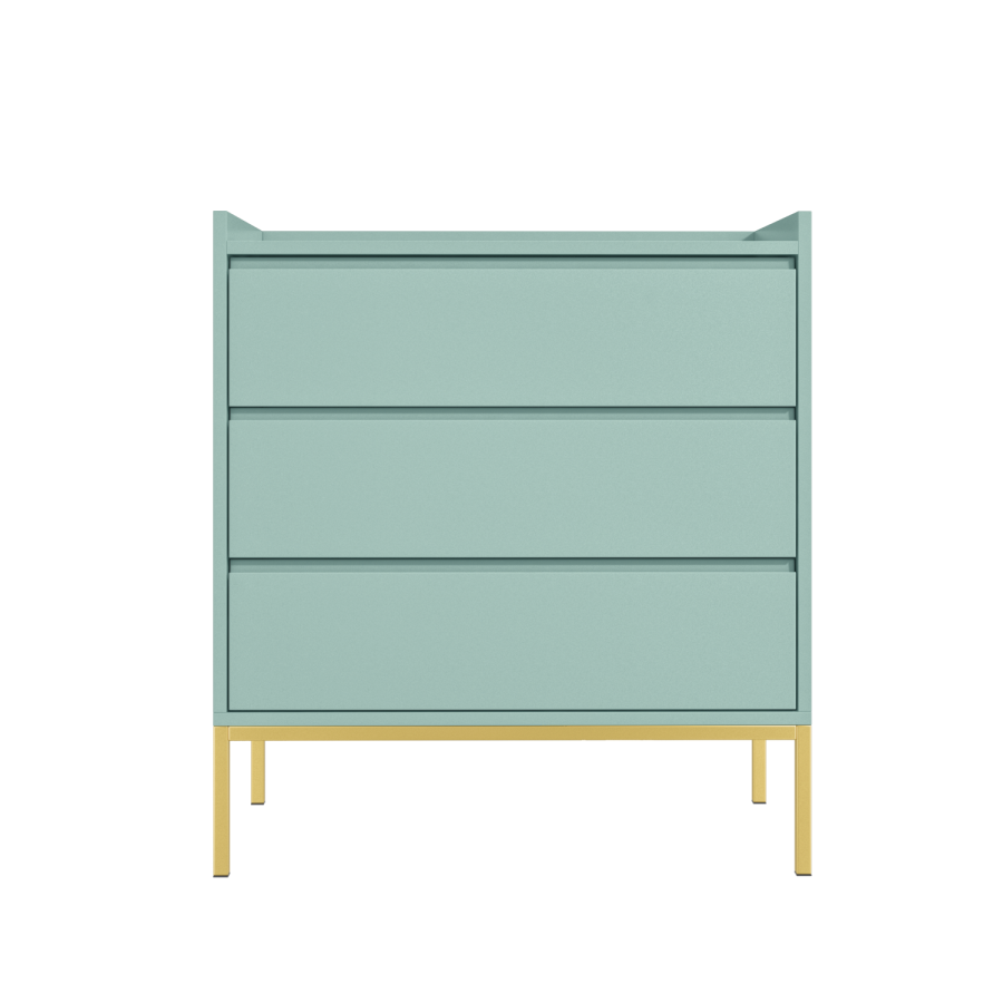 Sage Green Modern Chest of 3 Drawers with Legs - Zion