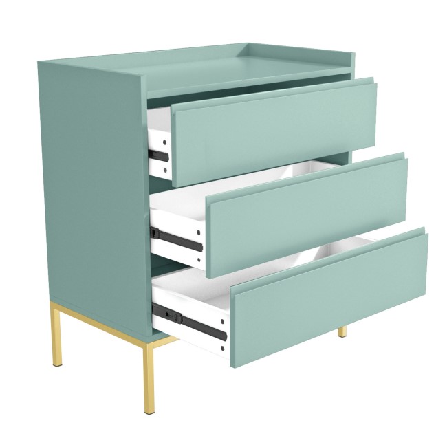 Sage Green Modern Chest of 3 Drawers with Legs - Zion